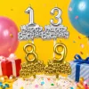 شمعة عيد الميلاد الرقمية الملونة بالفضة 1 فضية، 3 ذهبية، 8 ذهبية، مع لوحة البطاقة البيضاء Hapybirthday Specification image